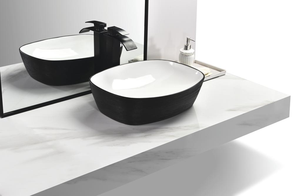 Tuscany 19-3/4"W x 15"D Ceramic Rectangular Bathroom Vessel Sink | Brushed Nickel & Brushed Matte Black Color Options | Odesal Series | Premium Quality Ceramic Construction image 4