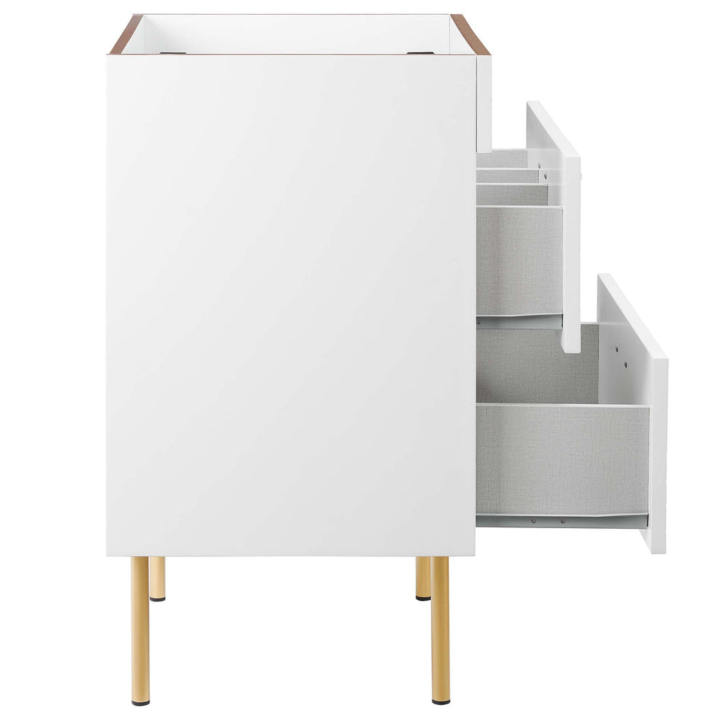 24" Bathroom Vanity Cabinet (Sink Basin Not Included) | Daybreak Series | Green, Light Gray & White Color Options | Full-Extension Drawers | Rubberwood, MDF, Particleboard Construction | Gold Metal Legs image 6