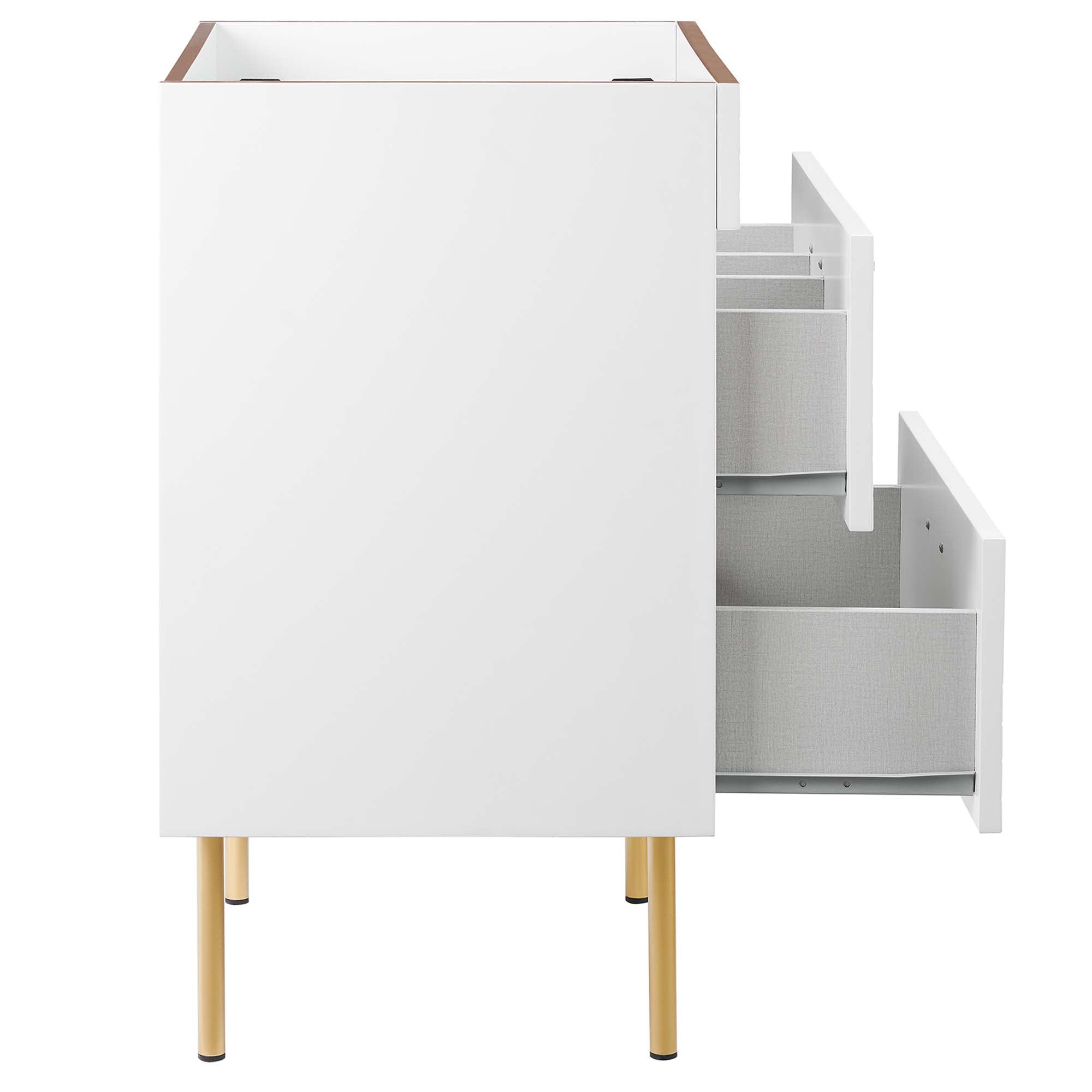 24" Bathroom Vanity Cabinet (Sink Basin Not Included) | Daybreak Series | Green, Light Gray & White Color Options | Full-Extension Drawers | Rubberwood, MDF, Particleboard Construction | Gold Metal Legs image 6