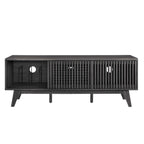 Iterate 59" TV Stand | Charcoal &amp; Walnut Finish Options | Contemporary TV Stand | Particleboard Construction | Wood Grain Laminate | Cable Management Holes | Slatted Sliding Doors image 6
