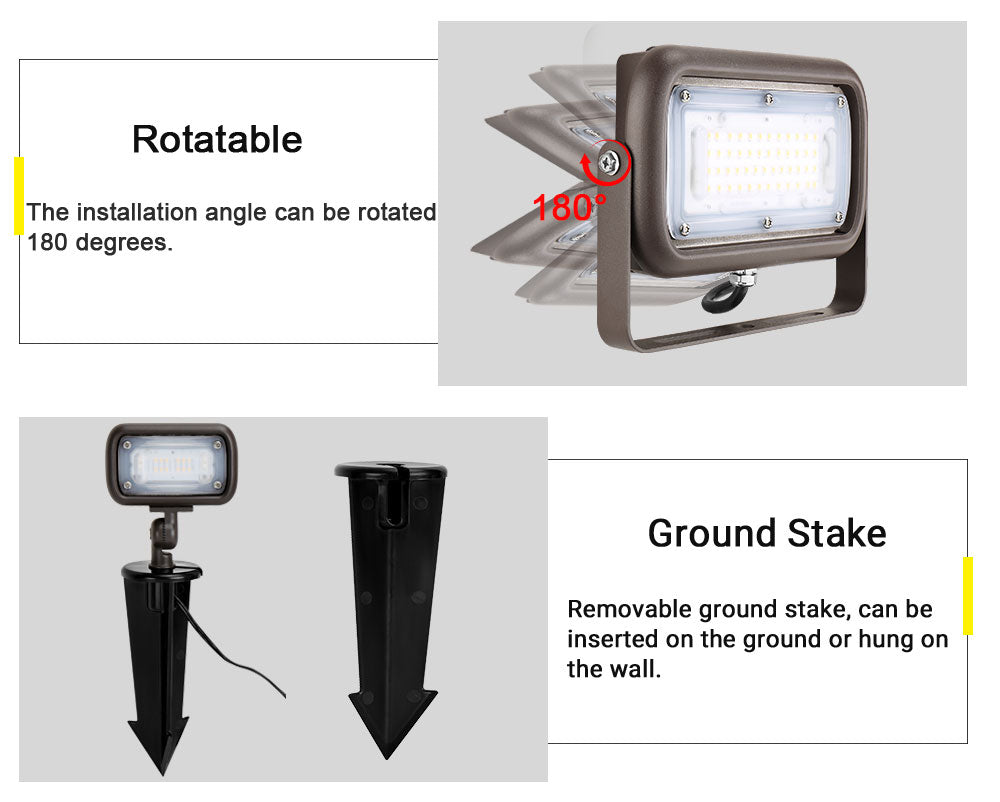 15W - 45W Outdoor LED Flood Security Lights | 5000K | 1500LM - 5400LM | UL, CE, FCC, ROHS, DLC Approved | IP65 Waterproof Landscape Lighting, Knuckle Mount, Bronze, Outdoor Garden Area Security Floodlight image 1