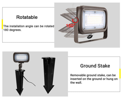 15W - 45W Outdoor LED Flood Security Lights | 5000K | 1500LM - 5400LM | UL, CE, FCC, ROHS, DLC Approved | IP65 Waterproof Landscape Lighting, Knuckle Mount, Bronze, Outdoor Garden Area Security Floodlight image 1