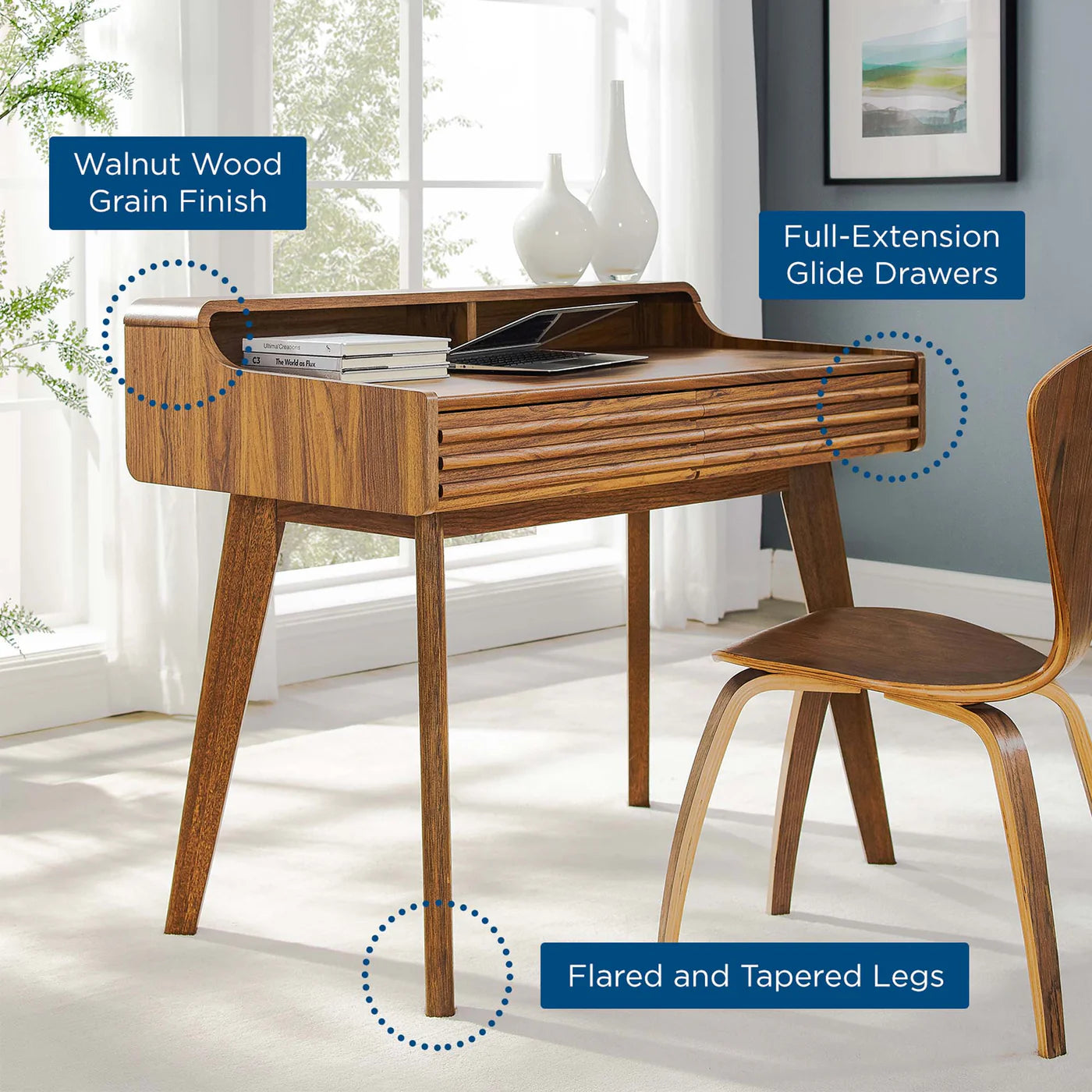 Render Walnut-Finished Writing Desk image 7
