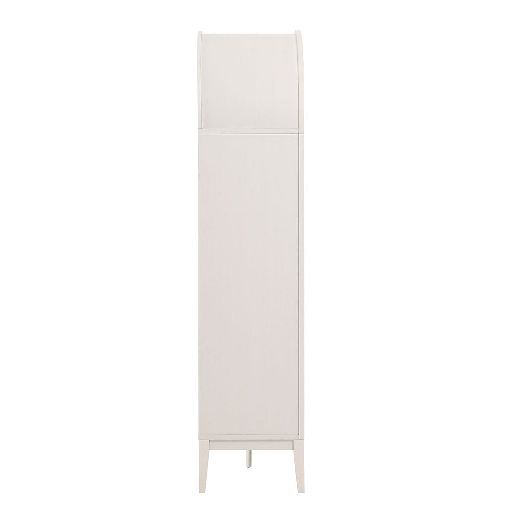 Nolan 74" Tall Arched Storage Display Cabinet Bookshelf | Black, Ivory, Light Oak &amp; Dark Walnut Color Options | Wood Grain Laminate | 4 Adjustable Shelves image 1