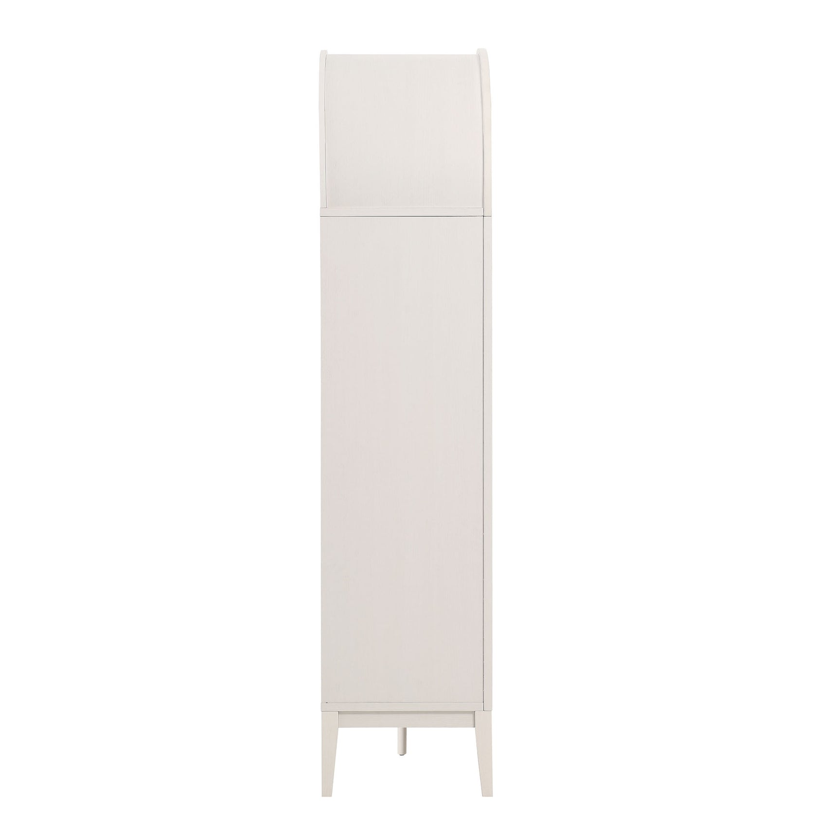 Nolan 74" Tall Arched Storage Display Cabinet Bookshelf | Black, Ivory, Light Oak &amp; Dark Walnut Color Options | Wood Grain Laminate | 4 Adjustable Shelves image 1