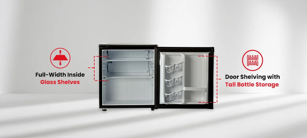 Roomwell UK 1.7 Cu.Ft Mini Fridge Without Freezer | Scratch-Resistant Worktop | 2 Years Replacement Warranty | A Space-Saving Marvel for Bedroom, Dorm, and Office image 8