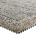 Hisa Distressed Vintage Floral Lattice 5x8 Area Rug in Silver Blue Beige and Brown | Tight Low Pile Weave | Gripping Rubber Underside | Two-Ply Polypropylene Yarn image 3