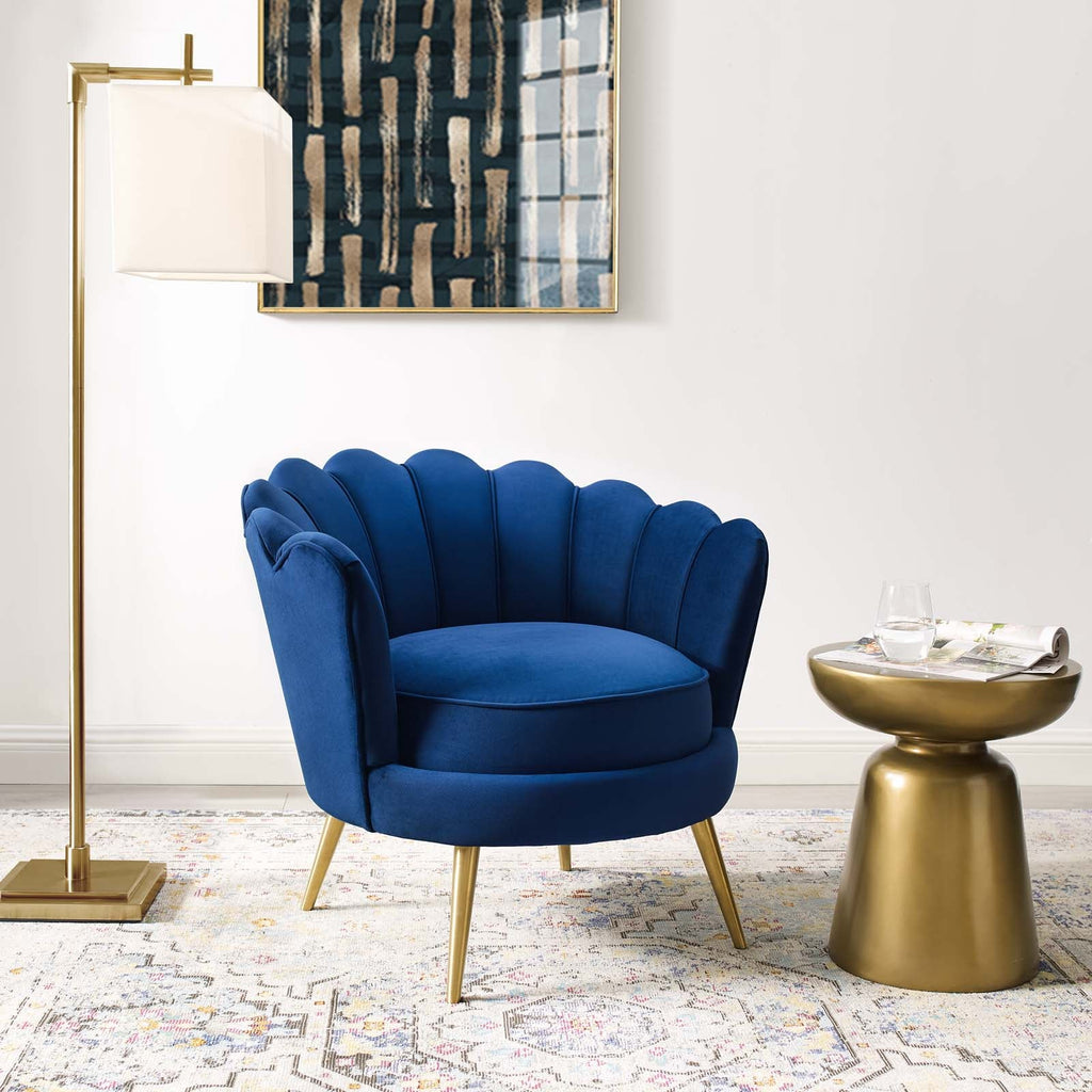Admire Gray Scalloped Edge Performance Velvet Accent Armchair image 0