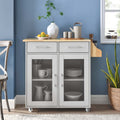 Cuisine Kitchen Cart | Rubberwood Top | Light Gray Natural, White Natural, Charcoal Natural &amp; Oak White Options image 0