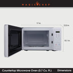 Magic Chef 0.7 Cu. Ft Countertop Microwave | 700 Watt | White Color | Digital Display | 6 Auto Cooking Modes | Child Lock | Auto Defrost Modes | 10 Power Levels image 8