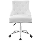 Regent Tufted Button Swivel Faux Leather Office Chair in White image 4