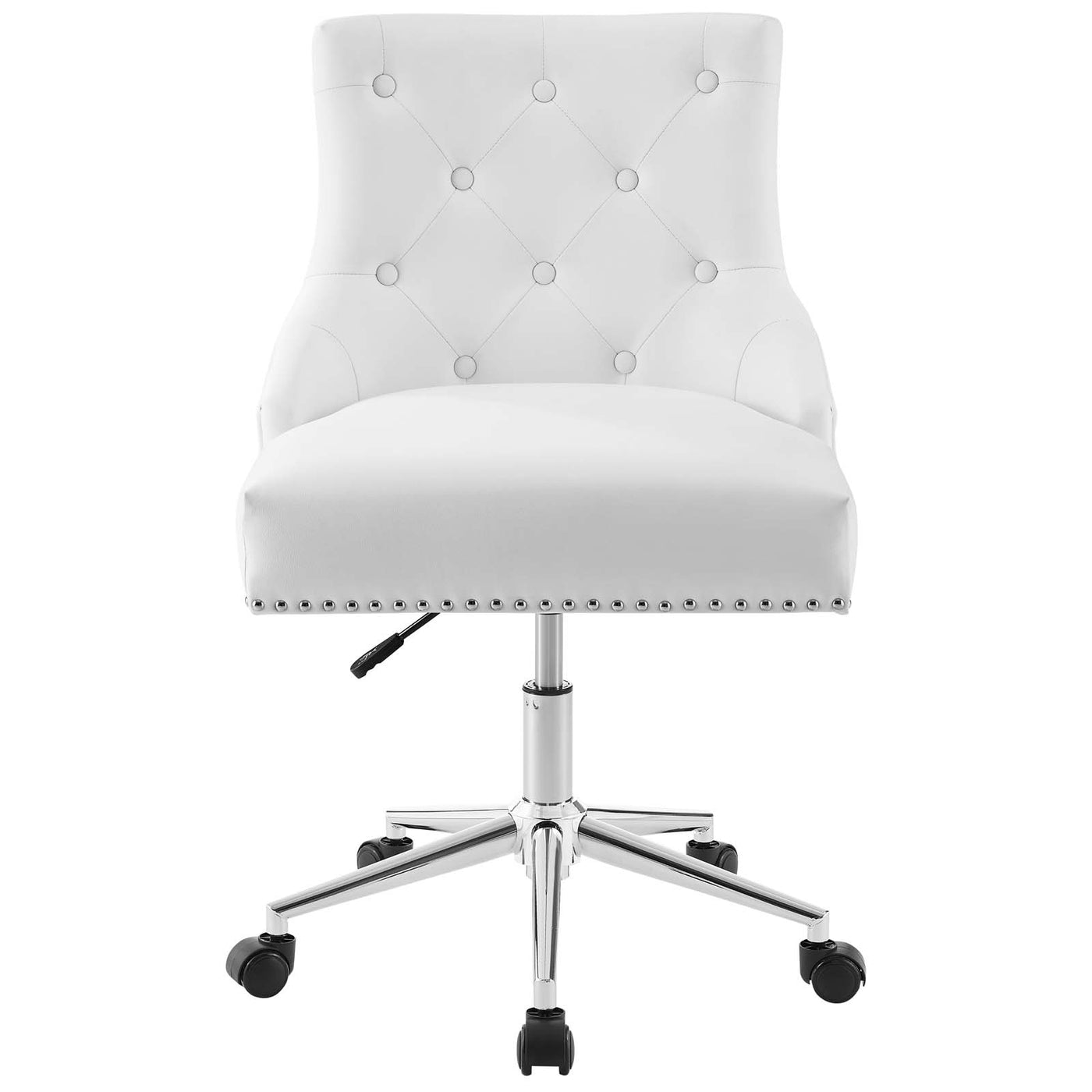 Regent Tufted Button Swivel Faux Leather Office Chair in White image 4