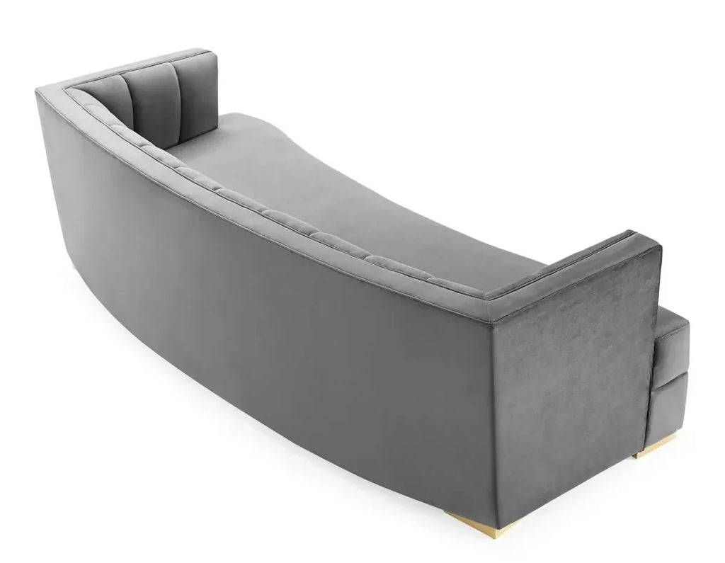 Encompass Channel-Tufted Performance Velvet Curved Sofa image 4