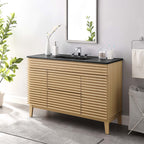 Bathroom Vanity With Sink | Walnut Black, Charcoal Black, Gray Black, White Black, White Walnut Black & Oak Black Color Options | 48" Single Or 48" Double Size Options | Render Series | Full Extension Drawer | Modern & Sleek  Design image 0
