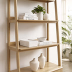 Bixby 33" Bookshelf  | Walnut, Walnut White &amp; Oak Color Options | Particleboard &amp; MDF | Concealed Storage Area | White Shelves | Tiered Bookshelf image 2