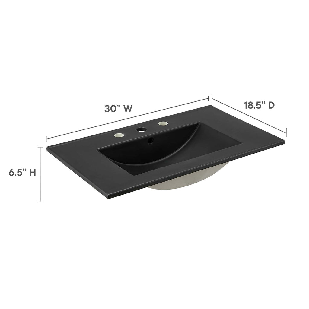 Bathroom Sink | Cayman Series | 18" / 24"/ 30" / 36" / 48" Single / 48" Double Sizes | Modern Design | Durable Ceramic Build | 8-Inch Centerset Faucet Holes | Built-In Countertop | Rectangular Basin Design image 2