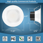 6", 8", 10" LED Downlight | 0-10V Dimmable | 13W - 40W Wattage Tuneable | 2700K/3000K/3500K/4000K/5000K 5 CCT Changeable | Baffle Trim | Damp Rated image 7