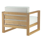 Upland Teak Outdoor Patio Armchair in Natural White image 3