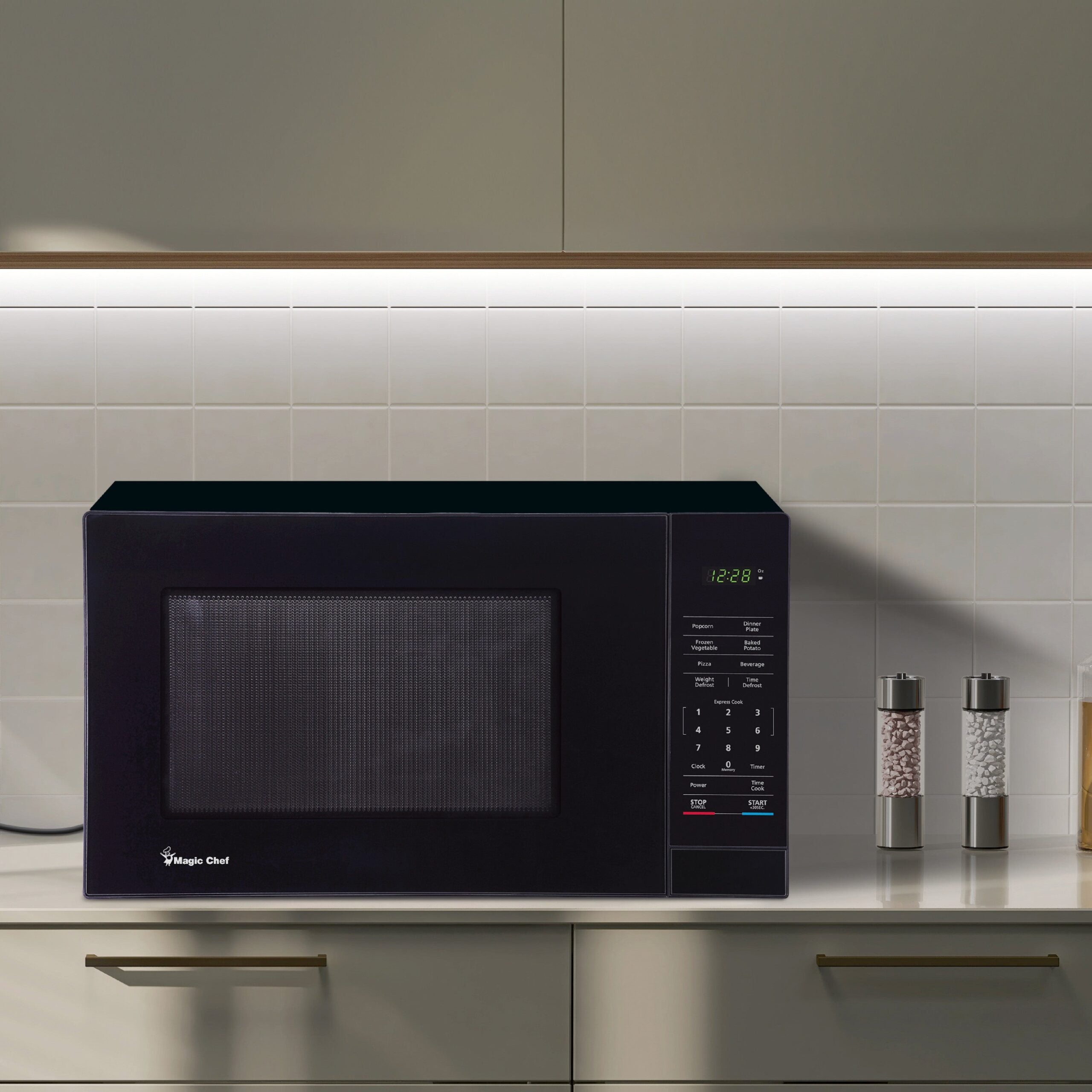 Magic Chef 1.1 Cu. Ft Countertop Microwave | 1000 Watt | Black with Gray Cavity Or Stainless Steel Color Options | Digital Display | 6 Auto Cooking Modes | Child Lock | Auto Defrost Modes image 1