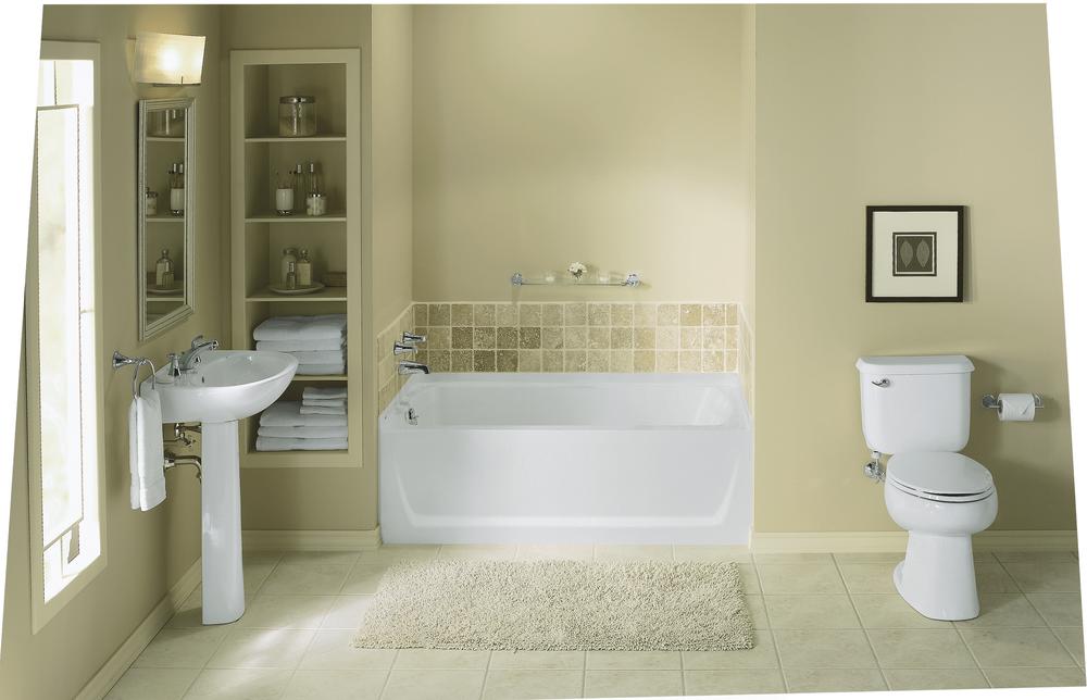 Sterling 60"W x 32"D x 18"H White Bathtub | Ensemble Series | Left Or Right Drain Location Options | Made Of Solid Vikrell Material | Designed With A 18" Apron image 0