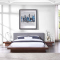 3-Piece Fabric Queen Bed With Night Stands And Headboard In Walnut Grey | Freja Series image 0
