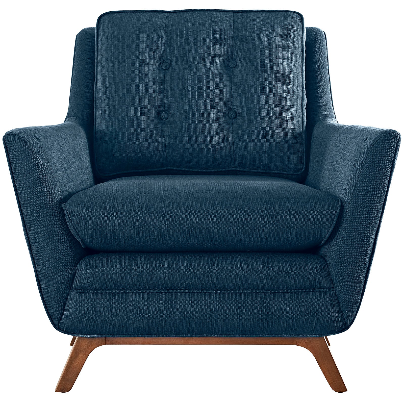 Modern Upholstered Armchair – Comfy Fabric Chair with Tapered Wood Legs. image 1