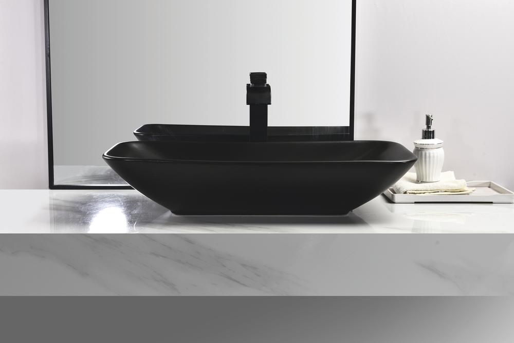 Tuscany 28"W x 15-3/8"D Ceramic Rectangular Bathroom Vessel Sink | Matt Black, Matt Gray & White Color Options | Jonava Series | Premium Quality Ceramic Construction | Elegant Modern Style Design image 2