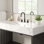 Bathroom Vanity With Sink | White Silver, White Gold & White Black Color Options | 36" & 48" Size Options | Gridiron Series | Stainless Steel Metal | Artificial Marble Sink image 1