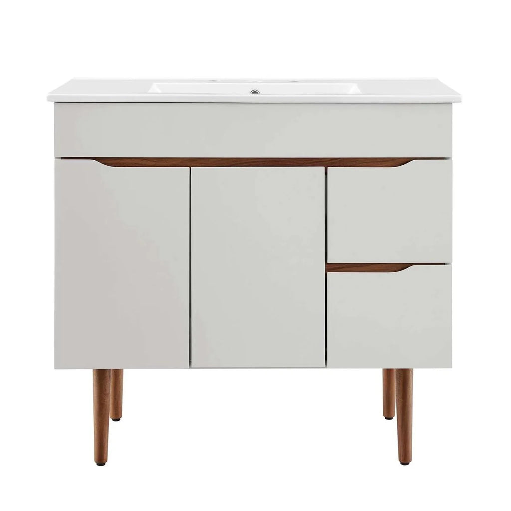 24" / 36" Bathroom Vanity In Grey White &amp; Grey Black Color | Harvest Series | Minimalistic Design | Vanity For Homes, Hotels image 1