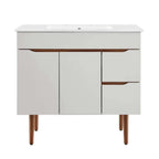 24" / 36" Bathroom Vanity In Grey White &amp; Grey Black Color | Harvest Series | Minimalistic Design | Vanity For Homes, Hotels image 1