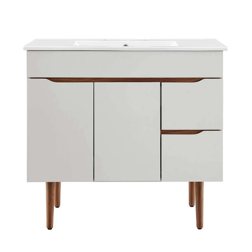 24" / 36" Bathroom Vanity In Grey White &amp; Grey Black Color | Harvest Series | Minimalistic Design | Vanity For Homes, Hotels image 1