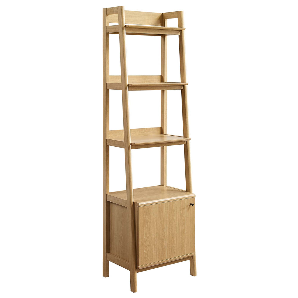 Bixby 21" Bookshelf | Walnut, Walnut White &amp; Oak Color Options | Particleboard &amp; MDF | Concealed Storage Area | White Shelves | Tiered Bookshelf image 7