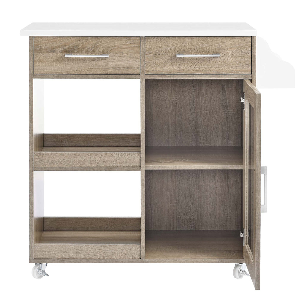 Culinary Kitchen Cart With Spice Rack | Rubberwood Top | Light Gray Natural, White Natural, Charcoal Natural &amp; Oak White Options image 5