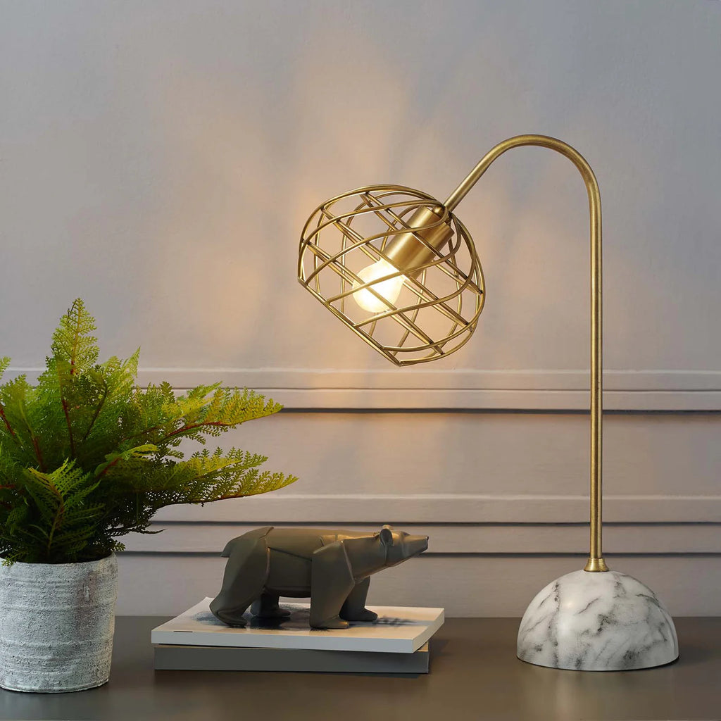 Salient Faux White Marble and Brass Table Lamp | Pack of 2 image 2