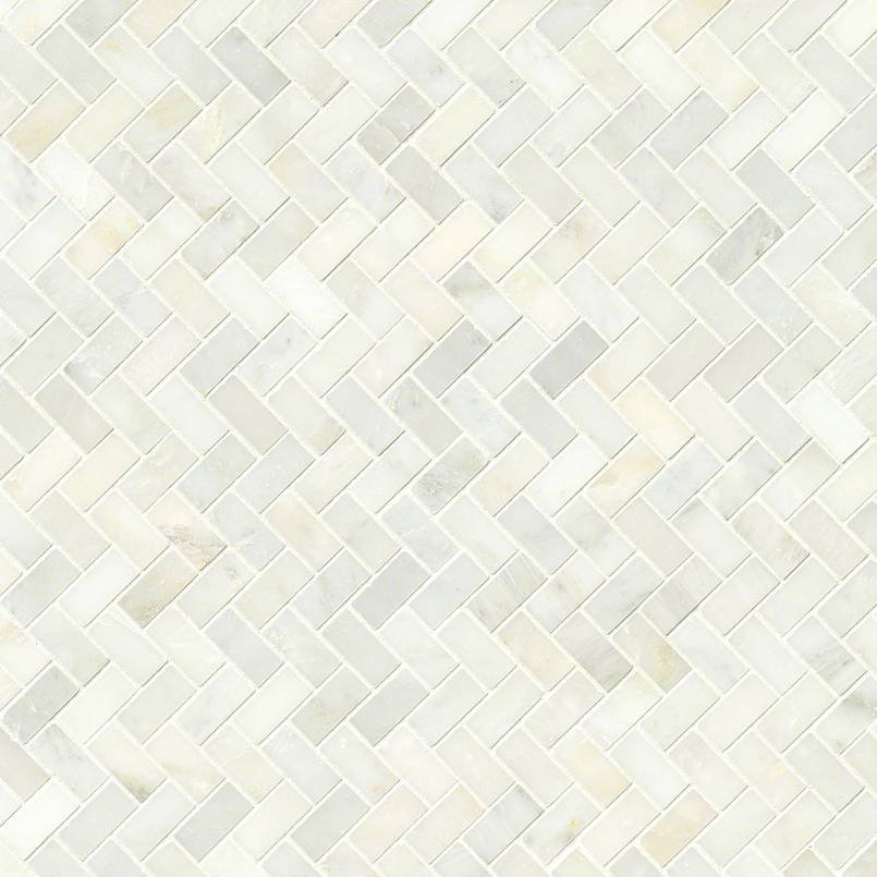Greecian White Herringbone Pattern Mosaic Tile | Wall Tile &amp; Backsplash Tile | Marble | Greenguard Gold, USGBC/LEED | 10 Pieces Per Box image 1