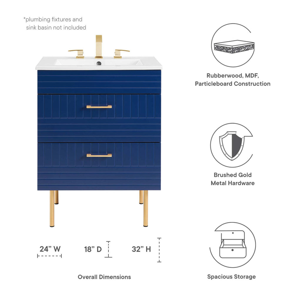 24" Bathroom Vanity In Blue Color (Sink Basin Not Included) | Daybreak Series | Modern Design Vanity With Basin For Homes, Hotels image 9