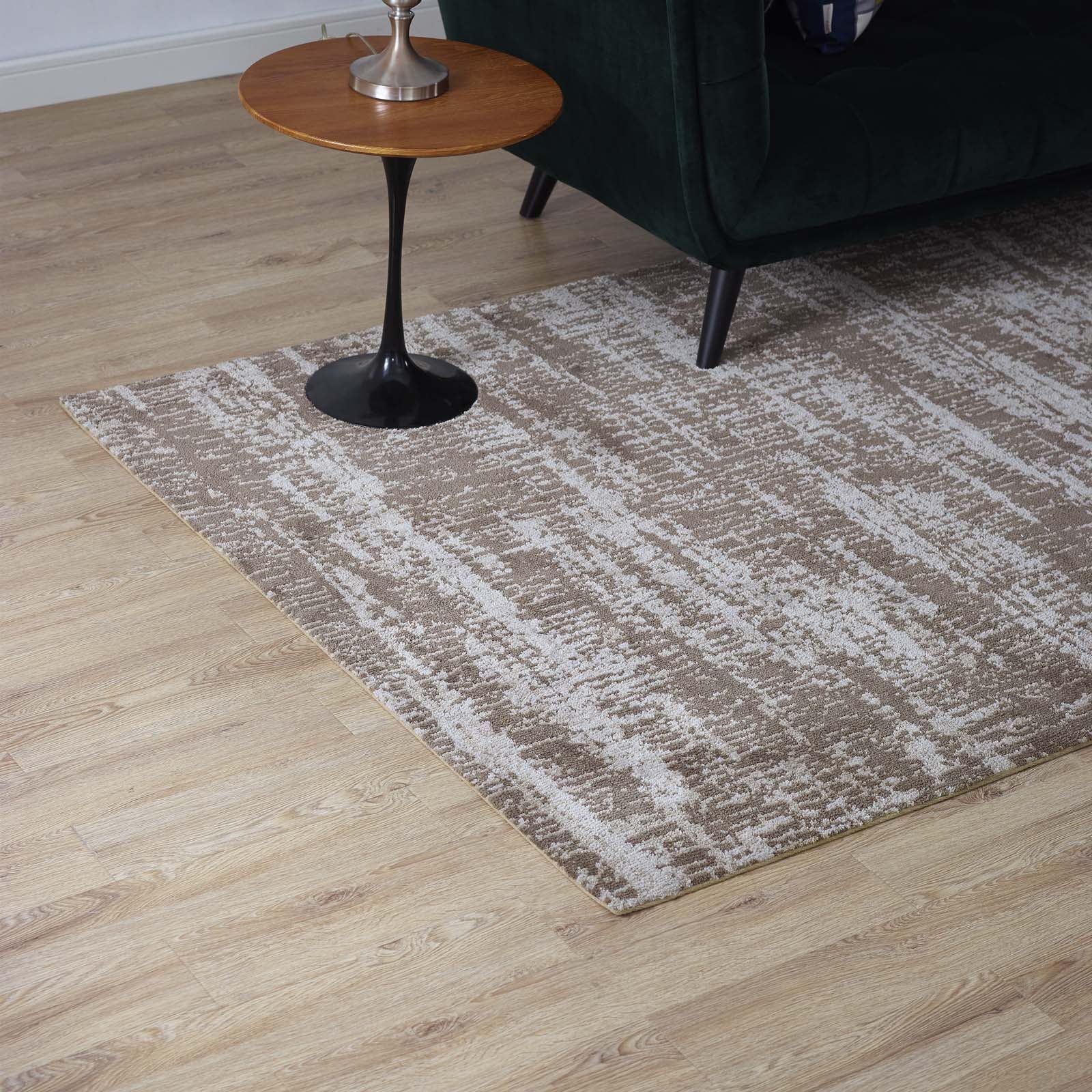 Darja Distressed Rustic Modern Area Rug | Light and Dark Tan | 5X8 &amp; 8X10 Size Options | Textured Soft Low Pile Weave | Gripping Rubber Underside | Polypropylene / Chenille Yarn image 3