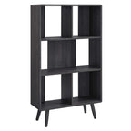 Transmit 5 Shelf Wood Grain Bookcase | Walnut, Charcoal &amp; Oak Color Options| Contemporary Three Tiered Bookcase | Smooth Wood Grain Laminate | Five Spacious Storage Units image 1