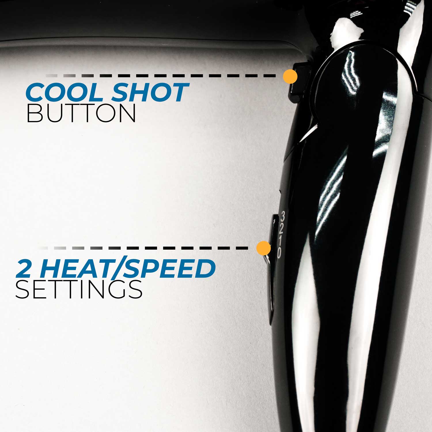 1875 Watt Handheld Hair Dryer | Two Heat Settings | Cool Shot Button | ETL Listed | Black Color | Power Cord With Safety Plug | Slide Control | Foldable | Pack of 6 image 1