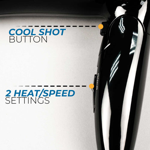 1875 Watt Handheld Hair Dryer | Two Heat Settings | Cool Shot Button | ETL Listed | Black Color | Power Cord With Safety Plug | Slide Control | Foldable | Pack of 6 image 1