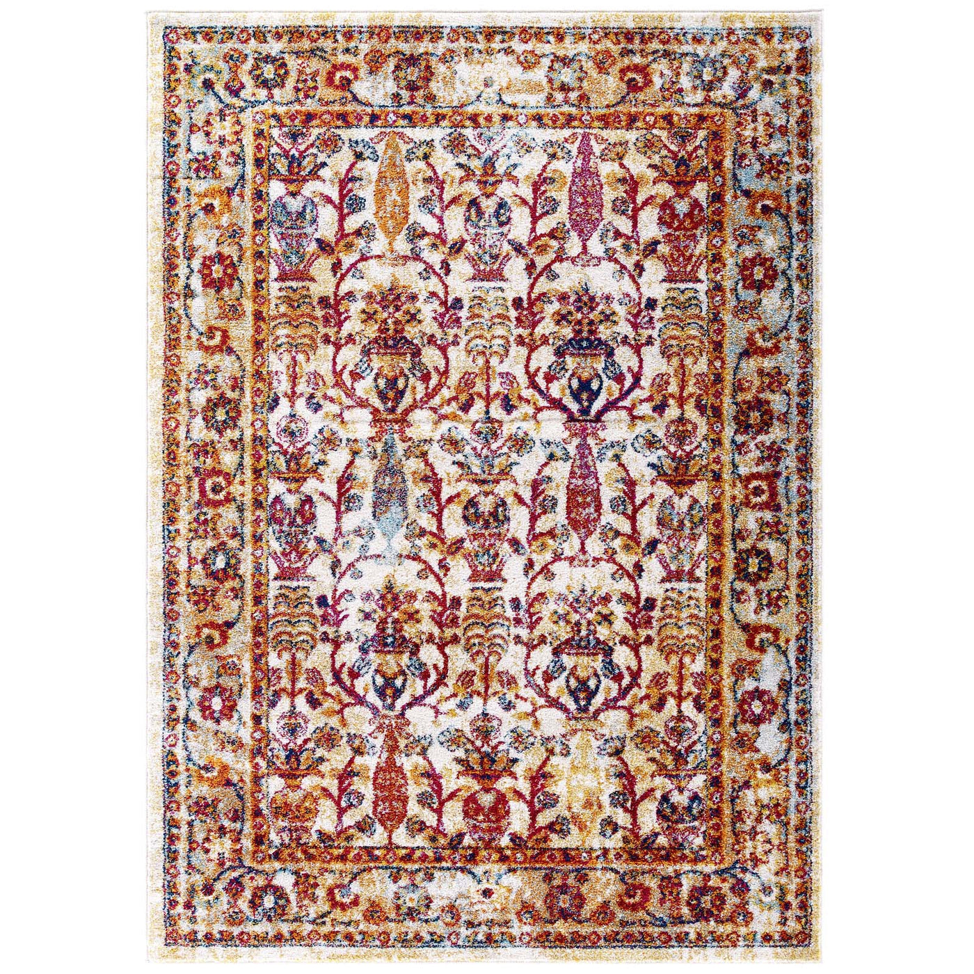 Antique Floral Design | Area Rug | Vintage Floral Lattice Rug in 8 FT X 10 FT And 5 FT X 8 FT | With Rubber Gripping Underside image 11