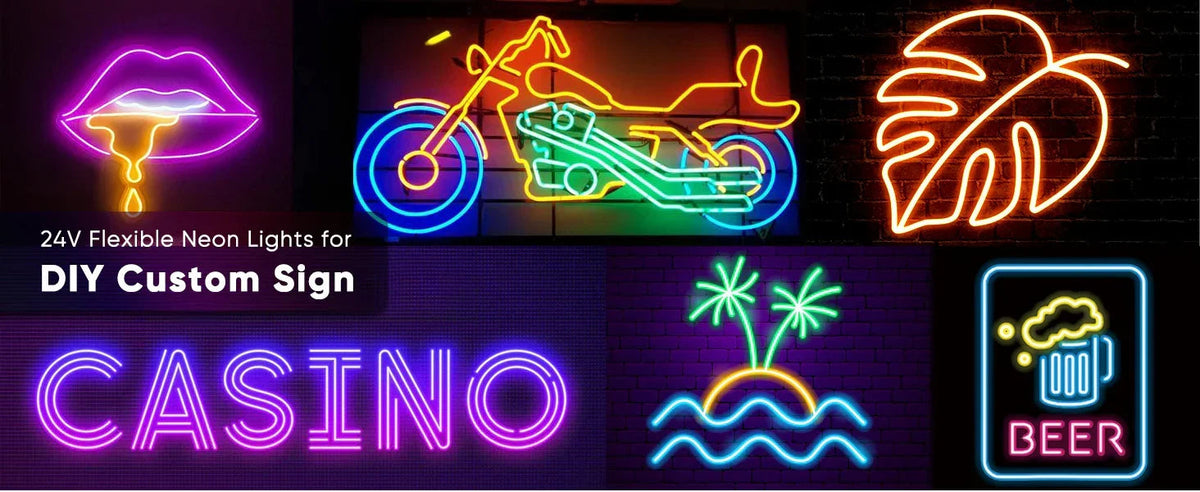 24V, 32FT Smart RGB LED Neon Rope Light, IP65, Cuttable, App & Remote Control