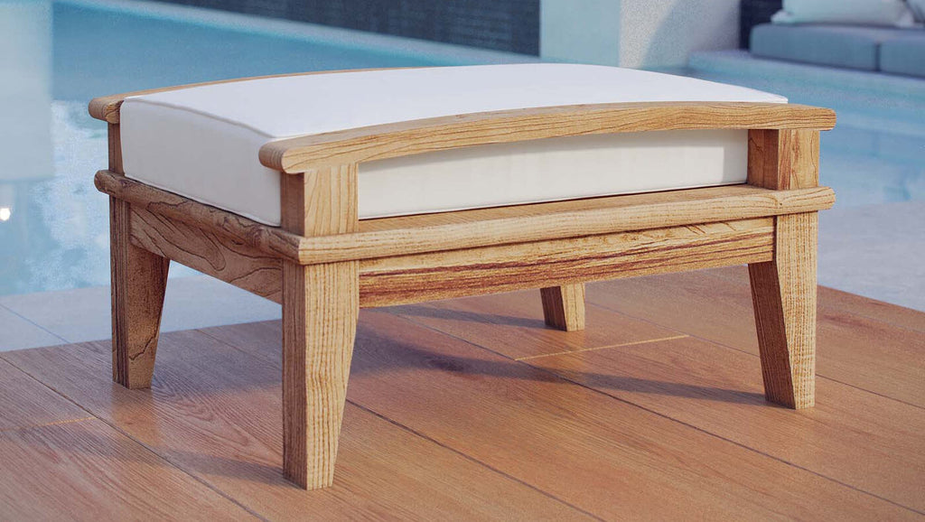 Marina Teak Ottoman for Outdoor Patio in Natural Gray image 1