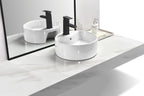 Tuscany 16-1/8"W x 16-1/8"D White Ceramic Round Bathroom Vessel Sink | Kati Series | Premium Quality Ceramic Construction | Elegant Modern Style Design image 1