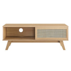 Soma 47" TV Stand | Oak &amp; Walnut Finish Options | Contemporary TV Stand | Natural Rattan Weave | MDF and Particleboard | Cable Management Holes | Sliding Doors image 5