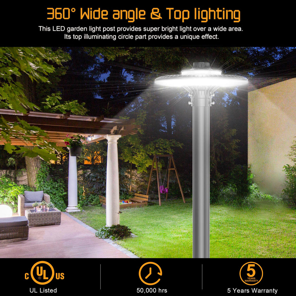 LED Post Top Pole Light with Dusk to Dawn Photocell, 60W/80W/100W/120W/150W/200W Options, 3000K/4000K/5000K CCT Tunable, LED Garden Area Lights for Pathway IP65 Waterproof image 7