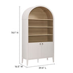Nolan 74" Tall Arched Storage Display Cabinet Bookshelf | Black, Ivory, Light Oak &amp; Dark Walnut Color Options | Wood Grain Laminate | 4 Adjustable Shelves image 9