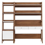 Bixby 2-Piece Wood Office Desk and Bookshelf | Walnut, Walnut White &amp; Oak Color Options | Particleboard &amp; MDF | Full-Extension Drawers | Tiered Desk and Bookshelf image 3