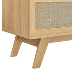 Soma 47" TV Stand | Oak &amp; Walnut Finish Options | Contemporary TV Stand | Natural Rattan Weave | MDF and Particleboard | Cable Management Holes | Sliding Doors image 3