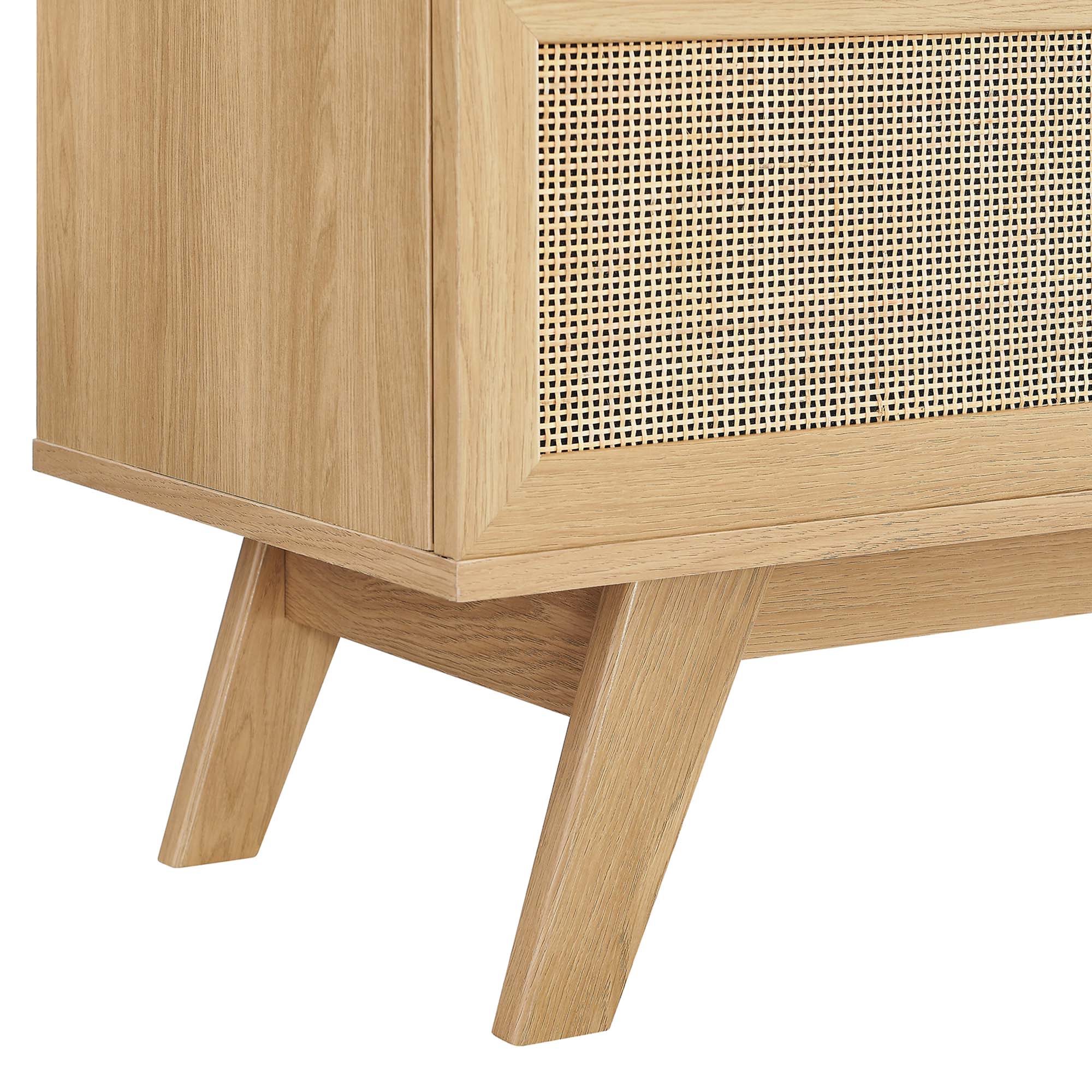 Soma 47" TV Stand | Oak &amp; Walnut Finish Options | Contemporary TV Stand | Natural Rattan Weave | MDF and Particleboard | Cable Management Holes | Sliding Doors image 3